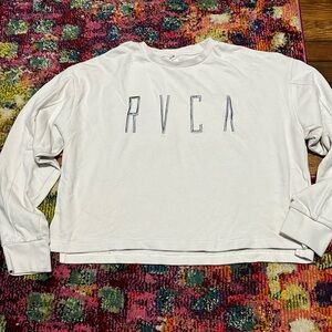 Rvca terry pull over. Cream with gray letters. Women’s large.